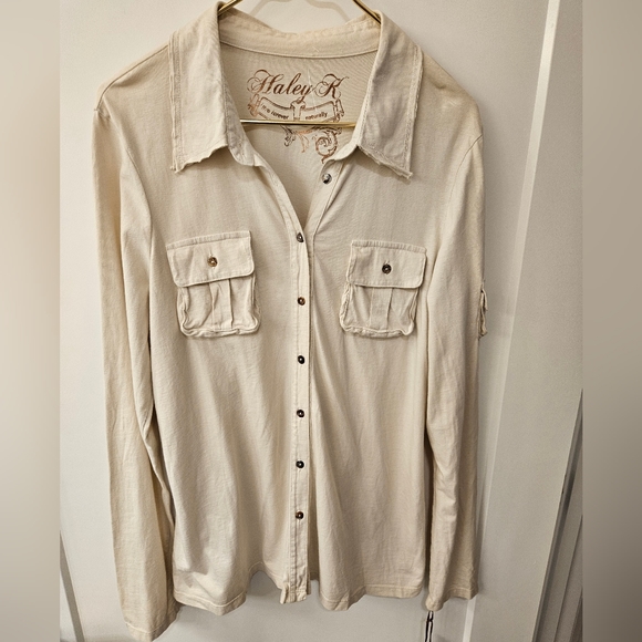 NWT - Haley K Organic Cotton Long Sleeve "Stone" Shirt/Top - Size XL - Picture 1 of 10